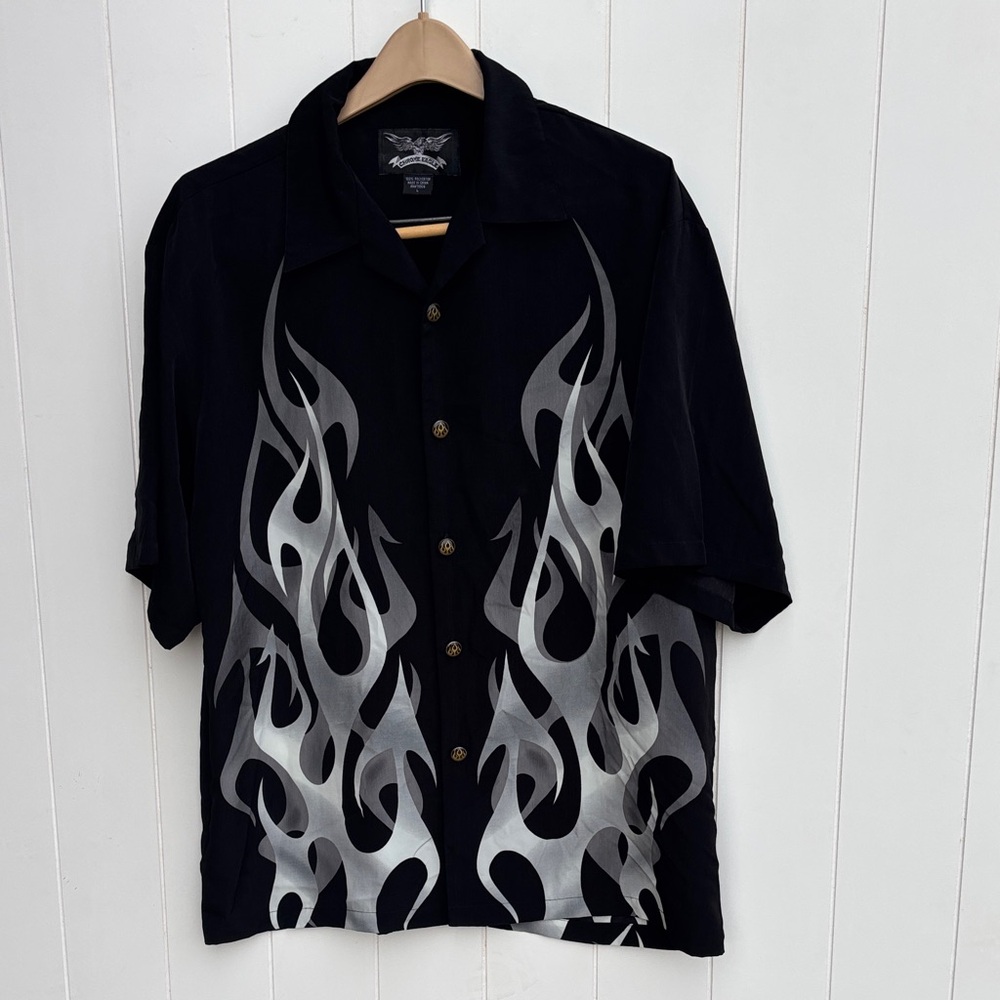 Chrome Eagle Motorcycles Button Down Top! Large - image 1